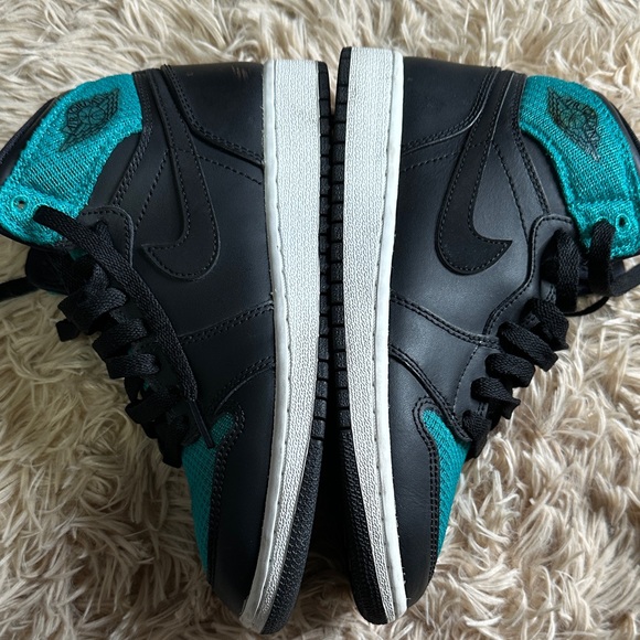 Air Jordan Black and Teal High-Top Sneakers - Picture 4 of 16